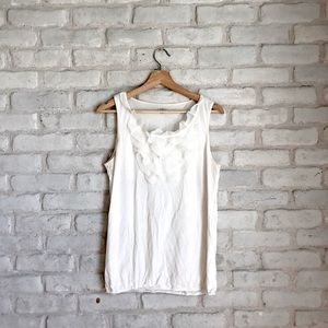LOFT Cream Ruffle Tank Top M